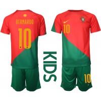 Portugal Bernardo Silva #10 Heimtrikotsatz Kinder WM 2022 Kurzarm (+ Kurze Hosen)